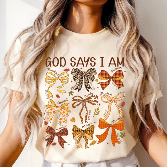 Fall bows God says I am DTF Shirt Transfer