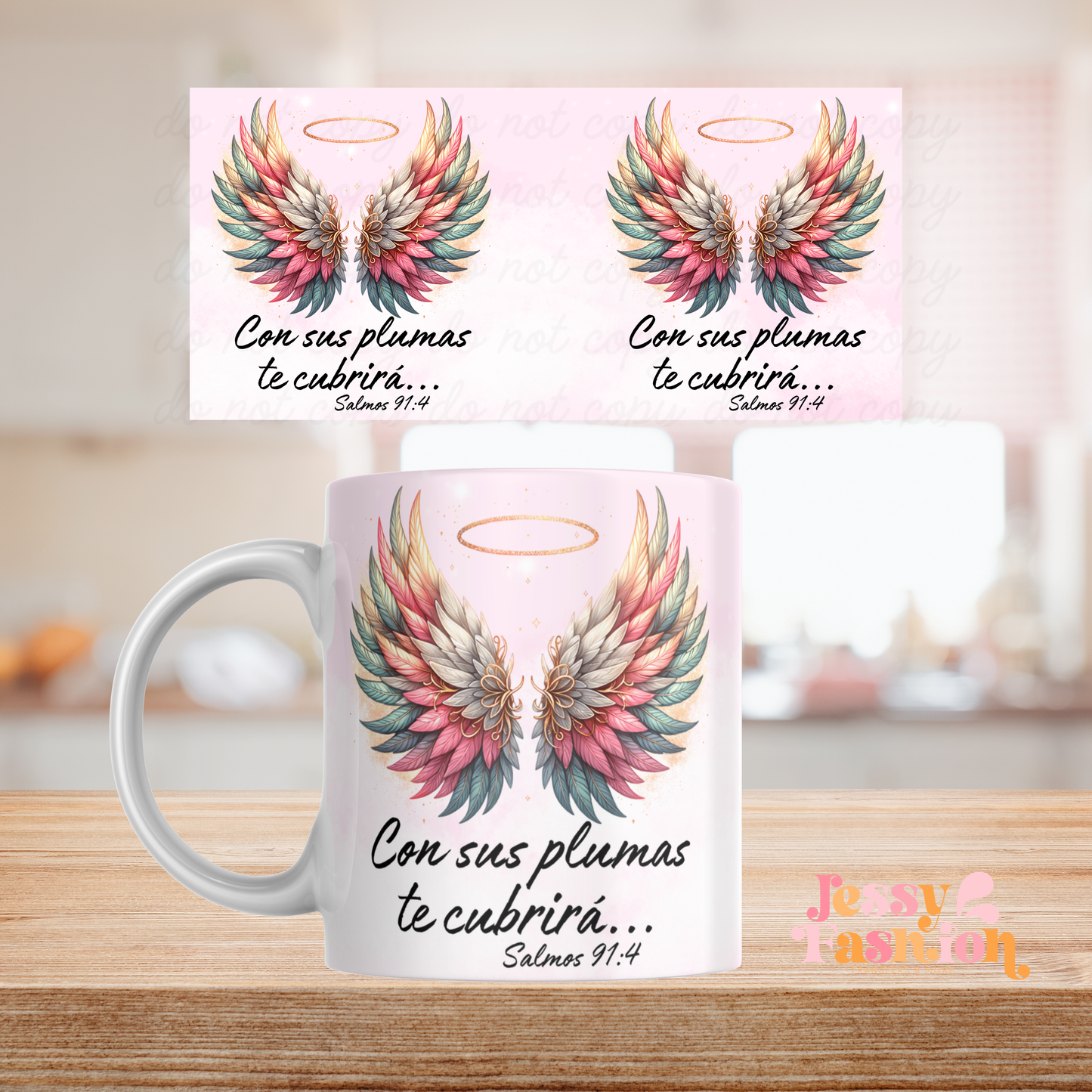 Con tus plumas te cubrirá... mug 11oz Sublimation transfer