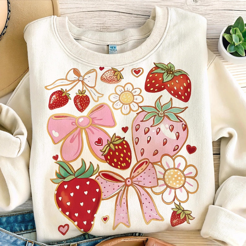 Beautiful Summer Strawberries Dtf Shirt Transfer