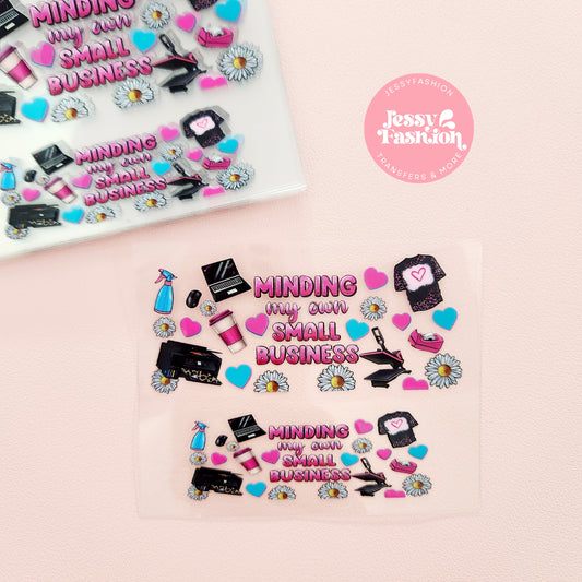 Minding my own small business mini tumbler uv dtf wrap