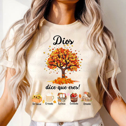 Árbol de otoño Dios dice que eres DTF Shirt Transfer
