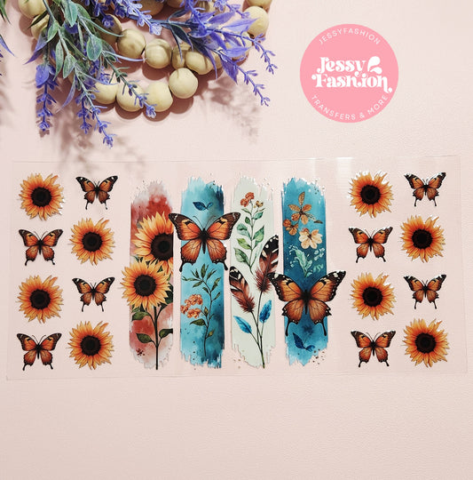 Sunset Butterflies UV DTF CUP WRAP