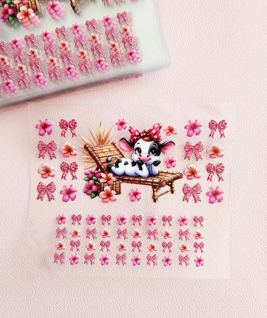 Cute Cow mini tumbler uv dtf wrap