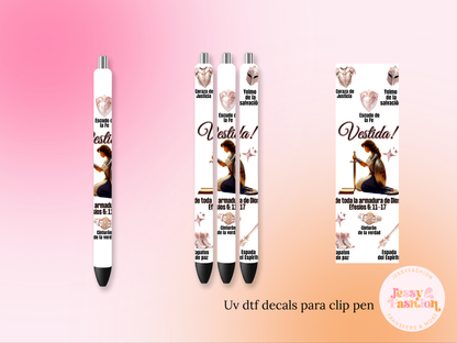 Vestida de toda la armadura UV DTF DECAL BOLÍGRAFO