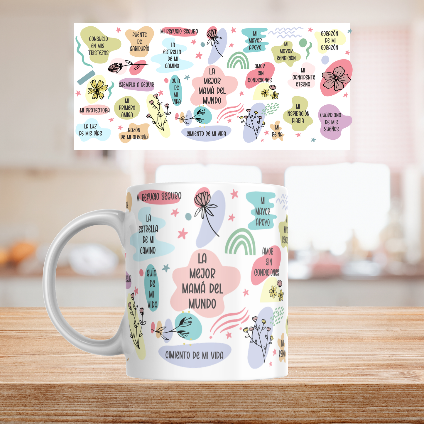 La mejor mamá del mundo afirmaciones 11oz Sublimation transfer