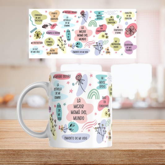 La mejor mamá del mundo afirmaciones 11oz Sublimation transfer