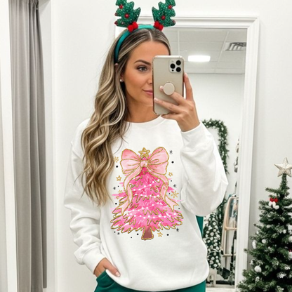 Pink Christmas Tree Dtf Shirt Transfer