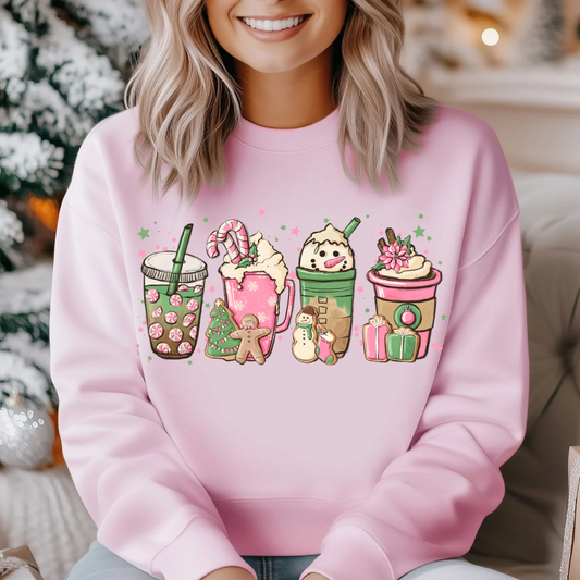 Pink Christmas cups Dtf Shirt Transfer