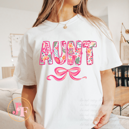 Auntie cute bow DTF Shirt Transfer