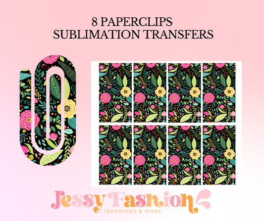Painted flowers paperclip SUBLIMATION TRANSFER