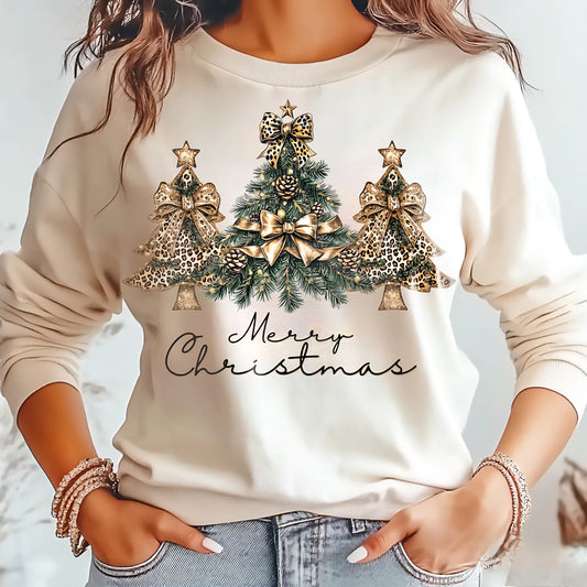 Gorgeous Leopard Christmas Trees Dtf Shirt Transfer