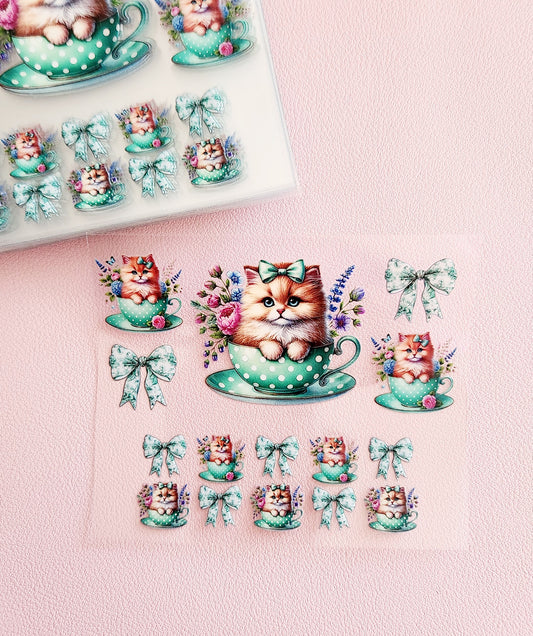 Kitty Cat mini tumbler uv dtf wrap