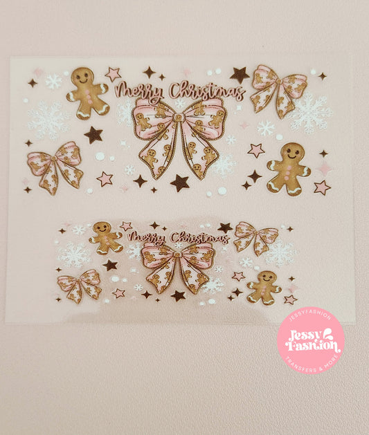 Merry Christmas Mini Bow uv dtf wrap