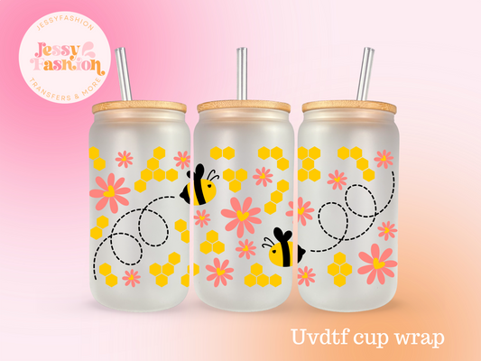 Cute bee's UV DTF CUP WRAP