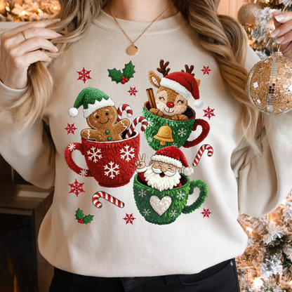 Christmas Cups Crochet Dtf Shirt Transfer