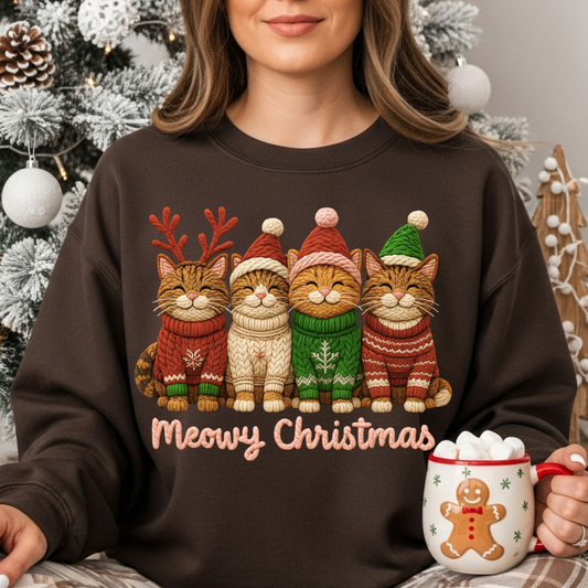 Cats Christmas Crochet Dtf Shirt Transfer