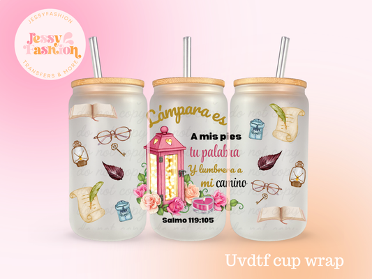 Lámpara es... Salmo 119:105 UV DTF CUP WRAP