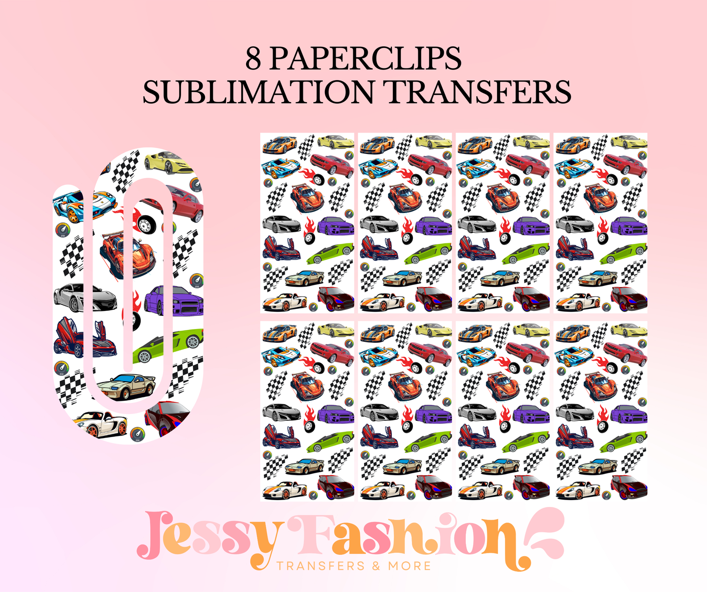 Sports Cars paperclip SUBLIMATION TRANSFER