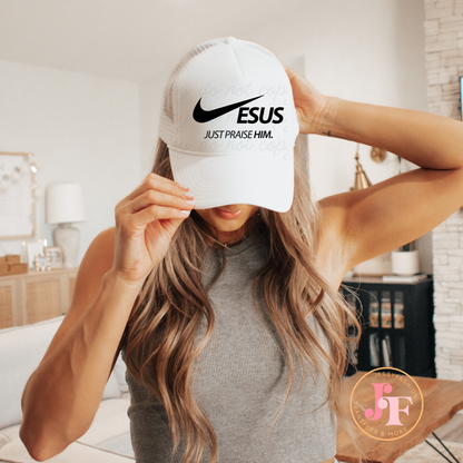 Jesus just praise Him hat print