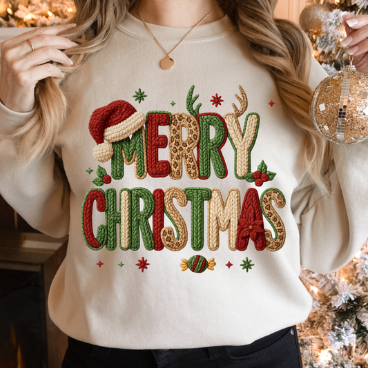 Merry Christmas Crochet Dtf Shirt Transfer