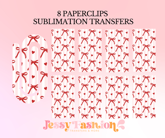 red bow and hearts paperclip SUBLIMATION TRANSFER