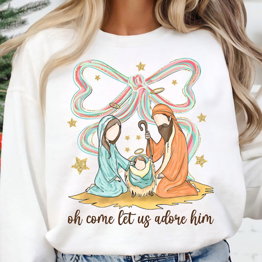 Oh! come let us adore him Dtf Shirt Transfer