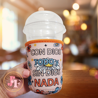 Con Dios todo sin Dios nada cup sleeve