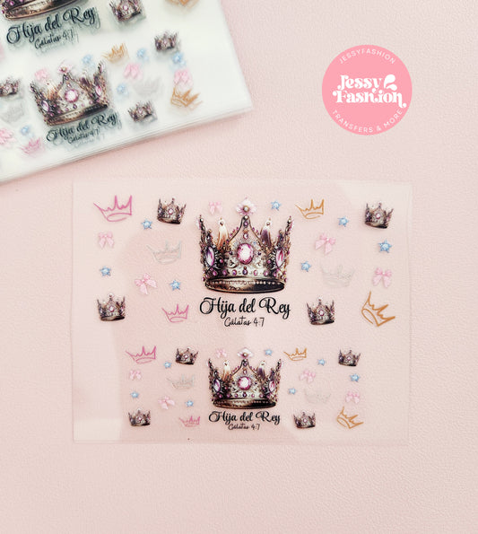 Hija del Rey mini tumbler uv dtf wrap