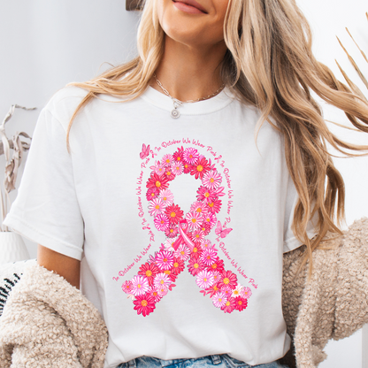 Floral Breast Cancer Awareness DTF Shirt Transfer
