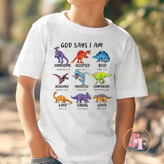 Dinosaurs God says i am DTF Shirt Transfer