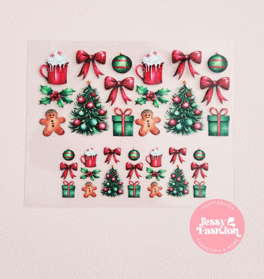 Red coffee mugs Christmas Mini uv dtf wrap