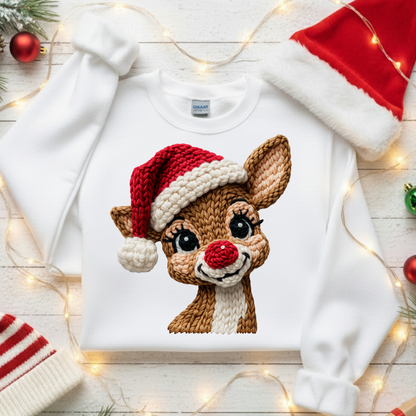 Cute Rudolph Crochet Dtf Shirt Transfer