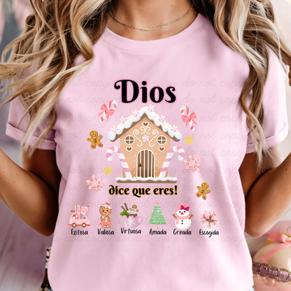 Dios dice que eres... edición Navidad DTF Shirt Transfer