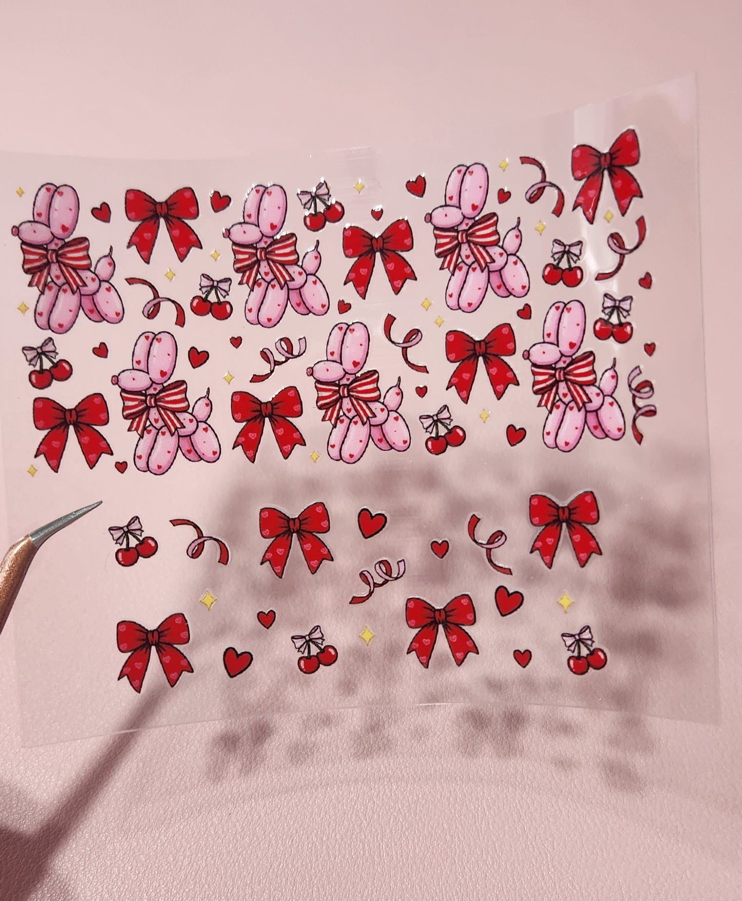 Dog Balloon and hearts Mini uv dtf wrap