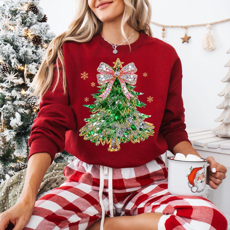 Christmas Tree Crystals Dtf Shirt Transfer