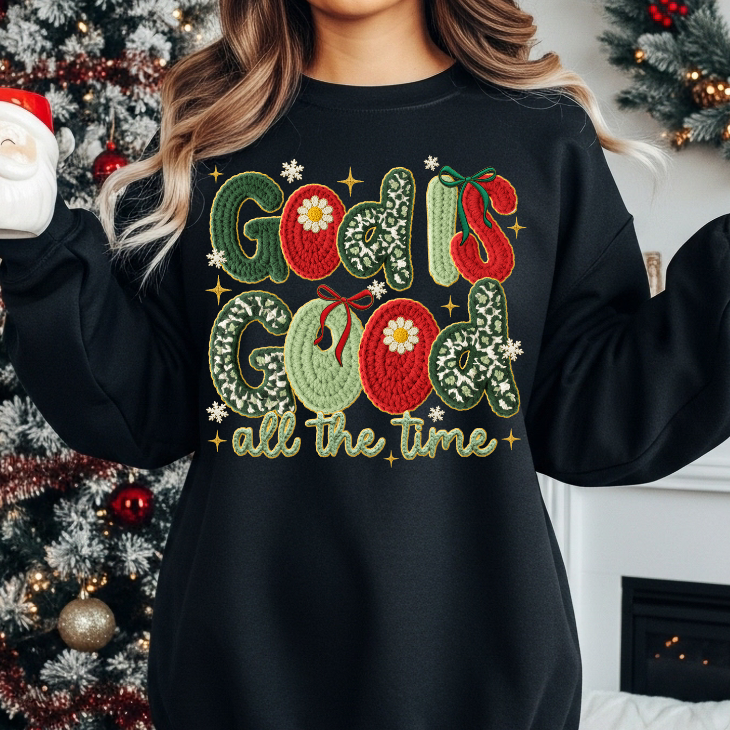 Christmas God is good Crochet Dtf Shirt Transfer