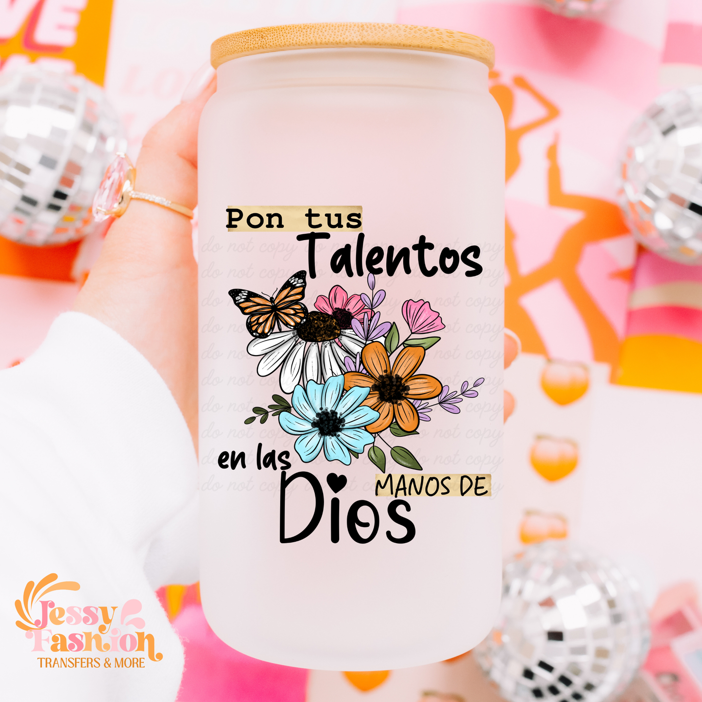 Pon tus talentos en las manos de Dios UV DTF Decal