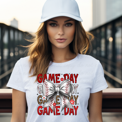 Baseball bow game day! DTF Shirt Transfer