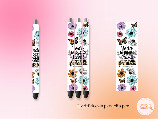Todo lo puedo en Cristo UV DTF Decal Bolígrafo