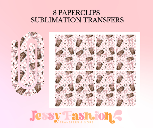 Iced coffee girly paperclip SUBLIMATION TRANSFER