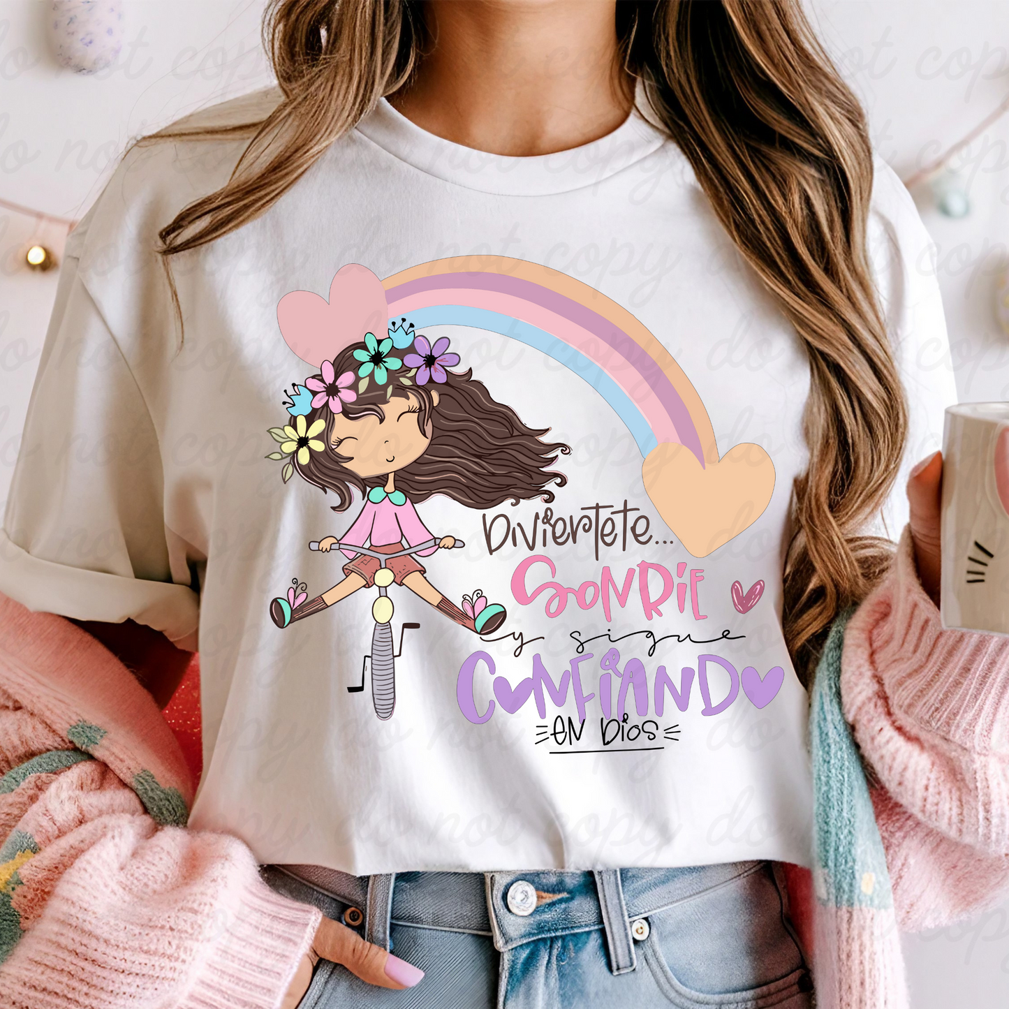 Diviértete, sonríe y sigue confiando en Dios DTF Shirt Transfer