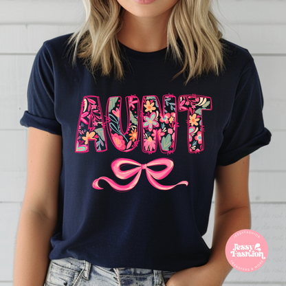 Auntie cute bow DTF Shirt Transfer