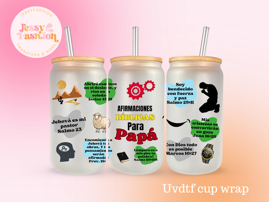 Afirmaciones bíblicas para papá UV DTF CUP WRAP