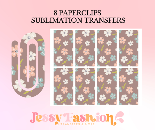 Light flowers brown paperclip SUBLIMATION TRANSFER