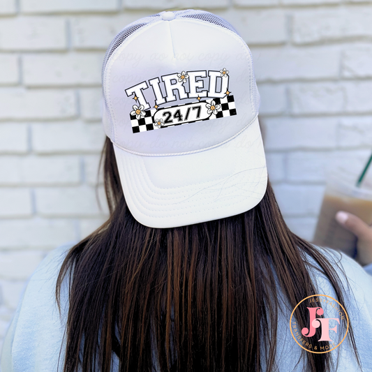 Tired 24/7 hat print