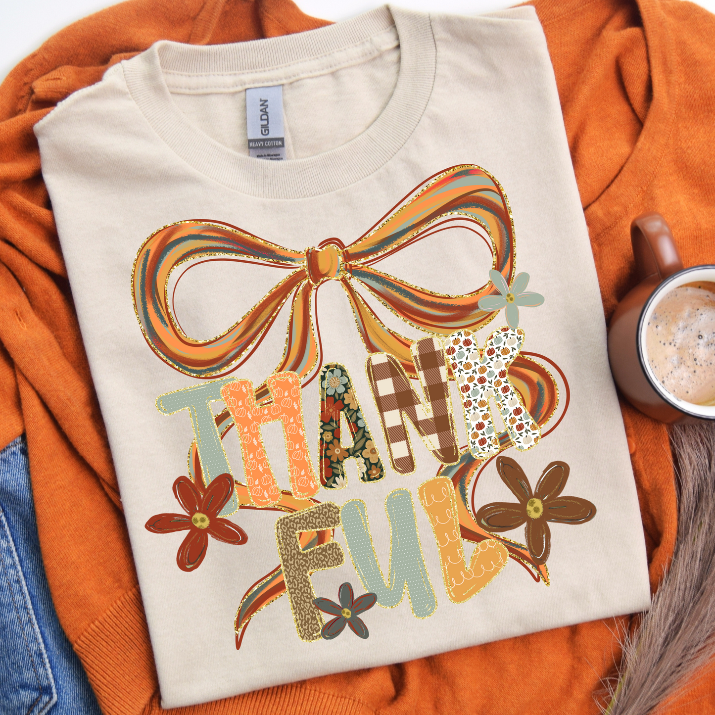 Thankful fall bow DTF Shirt Transfer