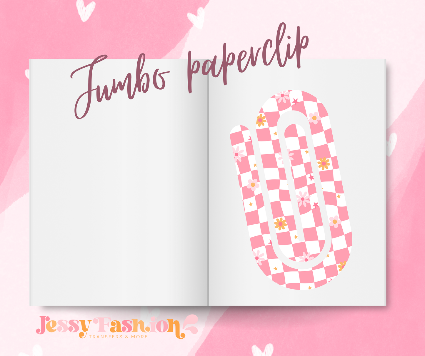 Pink Spring Checkers Jumbo Paperclip