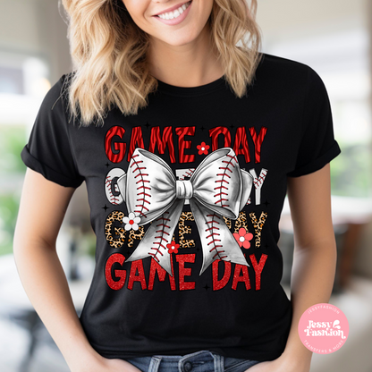 Baseball bow game day! DTF Shirt Transfer
