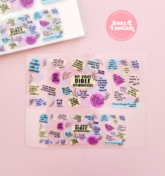 My daily Bible affirmation mini tumbler uv dtf wrap