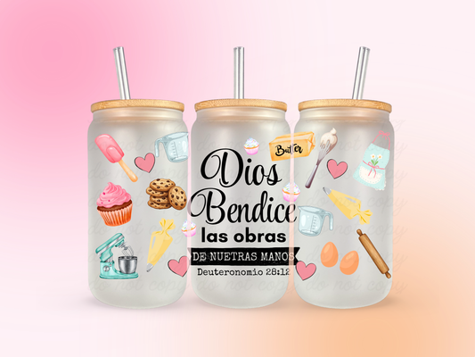 Dios bendice las obras de nuestras manos UV DTF CUP WRAP